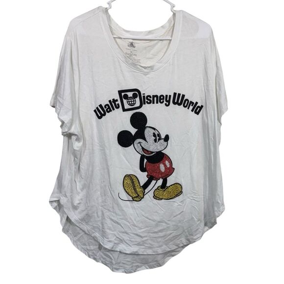 Walt Disney World Mickey Mouse Rhinestone Graphic Short Sleeve T-Shirt - Picture 1 of 4